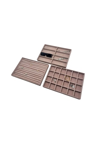 Bern Model Süet Kumaş Pembe Renk 34/24 Cm 3 Lü Takımtakı Sergileme Standı