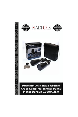 Premium Açık Hava Gözlem Aracı Kamp Malzemesi 90x60 Metal Dürbün 1000m/35m