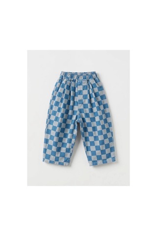 Poala Kids Blue Damalı Jean Mavi