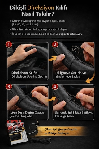 Dikme Direksiyon Kılıfı İğneli Tam Set Mavi