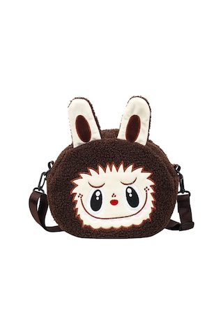 Snapbuy Labubu Tasarımlı Peluş Çapraz Çanta Kahverengi