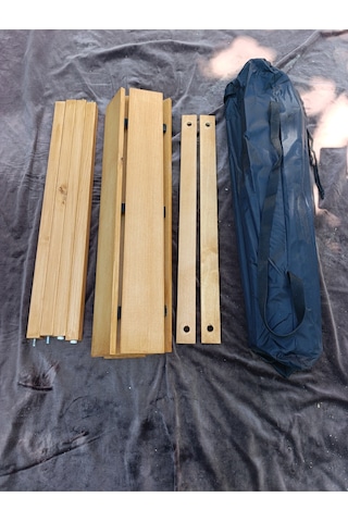 Kamp Ve Piknik Masası 70x70x70 Cm Çantalı Katlanabilir Suya Dayanıklı Meşe Renk Bej