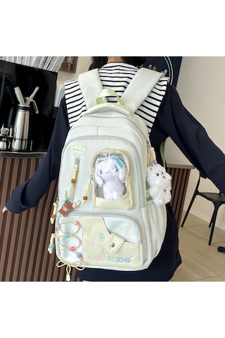 Arion Schb-1056 Okul Sırt Çantası Tüm Maskot Ve Süslerle Birlikte Pembe