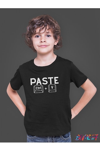 Bumeta Baba Oğul Kız Copy Paste Babalar Günü Unisex Tişört T-shirt Siyah