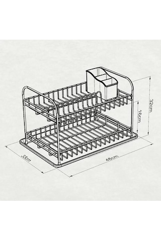 Geseus Home İki Katlı Tabaklık Bulaşıklık Mat Siyah Kb007s Siyah