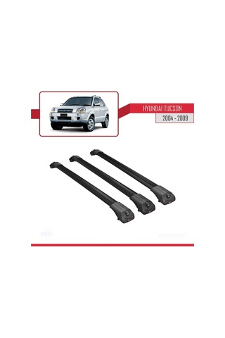 Hyundai Tucson Jm 2004-2009 Arası İle Uyumlu Ace-1 Ara Atkı Tavan Barı Siyah 3 Adet Bar