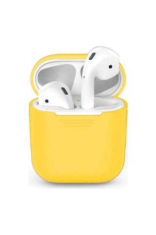 Wozlo Apple Uyumlu AirPods 1. Ve 2. Nesil Silikon Koruma Kılıfı - Silikon Koruyucu Kılıf - Sarı
