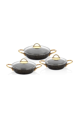 Özkent K-531 Döküm Granit Sahan Seti 6 Parça Siyah