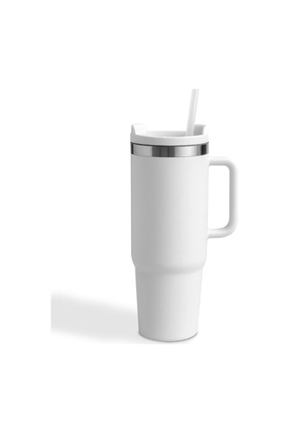 Beyaz Paslanmaz Çelik Termos Pipetli 1200ml Çok Renkli