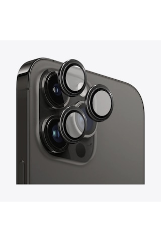 Safeus Safir Temperli Kamera Lens Koruyucu Apple Uyumlu iPhone 14 Pro Max Ve İle Siyah