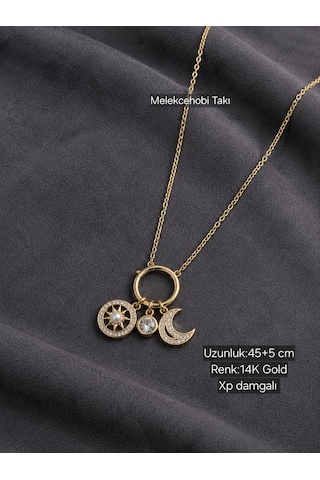 Xuping 14k Altın Kaplama Çoklu Charm Kadın Kolye Altın Rengi