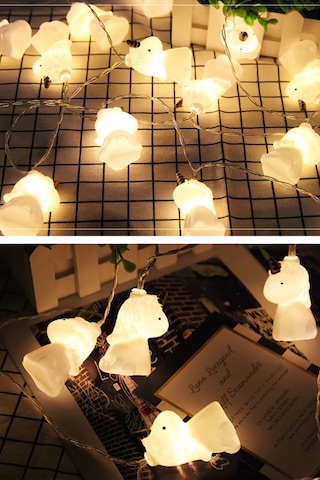 Dekoratif Çocuk Bebek Odası Led Işık 10 Adet Unicorn Şekill Pilli Led Işık Beyaz