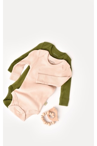 Rebebe Babycosy Modal 2 Li Uzun Kollu Bebek Badi - Bebek Body - Csym1131 (544734899) Yeşil - Pudra