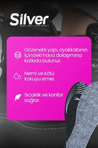 Silver Isı Koruyucu Keçe Ayakkabı Tabanlığı - Sıcak Tutan Kışlık Taban 35-45