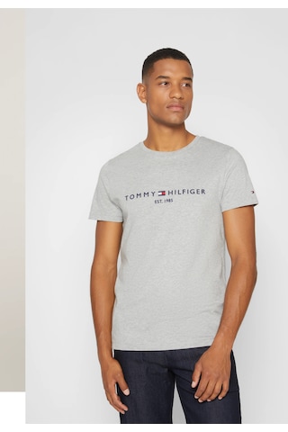 Tommy Hilfiger Sıfır Yaka Erkek T-shirt Gri