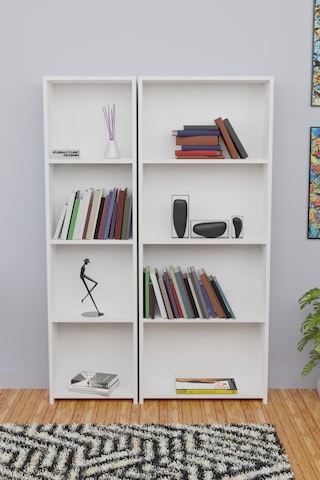 5 Raflı Kitaplık Seti Arkalıklı 1 Dar 1 Geniş Raf - Beyaz