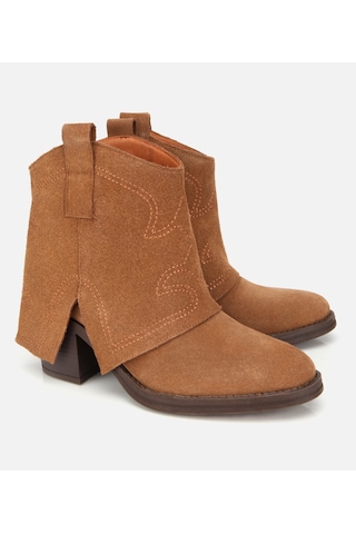 Hotiç Kadın Süet Deri Taba Dikiş Detaylı Kovboy /western Topuklu Bot 01boh315740a370 01boh315740a370 Taba