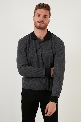 Buratti Pamuklu Regular Fit Düğmeli Polo Yaka Erkek Kazak 456211 Gri