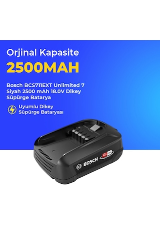 Bosch Bcs711ext Unlimited 7 Siyah 2500 Mah 18.0v Dikey Süpürge Batarya