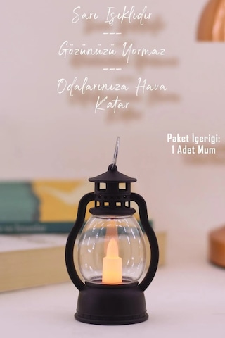 Led Mum Mini Kamp Tipi 1 Adet Pil Dahil Dumansız Alev Ledli Dekor Işığı Siyah Pt430 Siyah