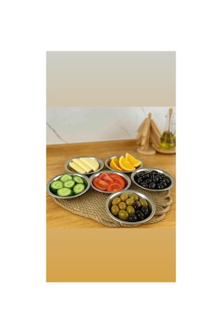 Has Mutfak 14 Cm Kahvaltılık Çerezlik Çelik Tabak Sunum Tabağı Tepsisi 6lı