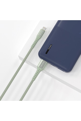 Nautica C65 MFI Lightning to USB-A 12W Örgülü Hızlı Şarj ve Data Kablosu 1.2M Yeşil
