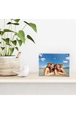 6x8 Akrilik Resim Çerçevesi, Manyetik Köşeli Şeffaf Fotoğraf Çerçevesi, Masa Üstü, Mikrofiber Kumaş Dahil