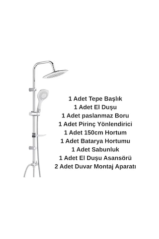 Krom Tepe Yağmurlama Duş Seti Banyo Bataryası Dahil Değildir Bianco Duş Seti Çok Renkli