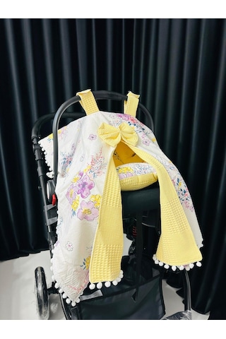Torino 90 100 Müslin Minder Ve Puset Örtüsü 2li Set - Sarı Sarı