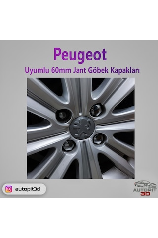 Peugeot 60mm Jant Göbek Kapakları 4 Adet Jant Göbek Kapakları
