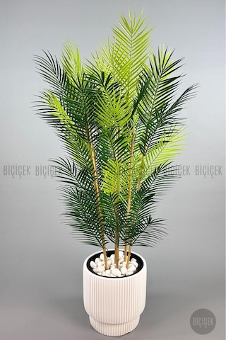 Biçiçek Yapay Areka Palmi̇yesi̇ 48 Yapraklı 150 Cm Beyaz Vega Saksıda