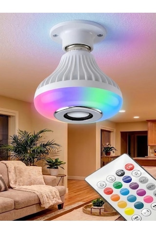 Durukar Bluetooth Rgb Led Hoparlörlü Akıllı Ampul - Renkli Müzikli Lamba Ve Kumanda