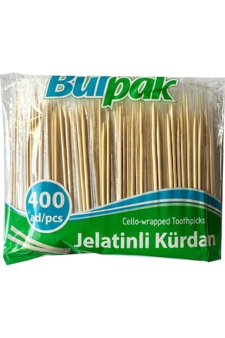 Burpak Jelatinli Poşetli Ahşap Kürdan 10 x  400'lü