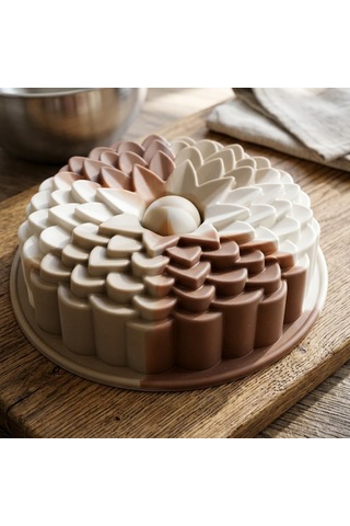 Deconox Klasik Dilimli Çiçek Tasarımlı Silikon Kek Kalıbı - Yapışmaz Ve Esnek Pasta Kalıbı 22x5 Cm, 1 Adet Diğer