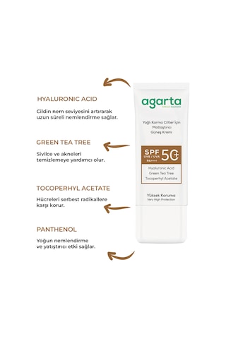Agarta Matlaştırıcı Parlama Karşıtı 50 ML Spf+50 Güneş Kremi