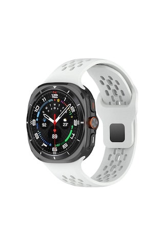 Galaxy Uyumlu Watch Ultra 47mm Zore Krd-119 Delikli Tasarım Silikon Kordon-beyaz