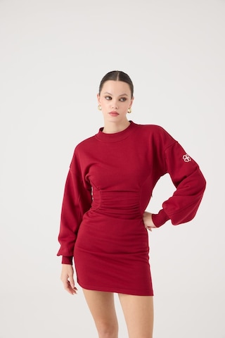 Holly Lolly Belden Oturmalı Mini Nancy Elbise Bordo