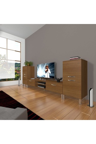 Decoraktiv Eko On2 Slm Dvd Krom Ayaklı Tv Ünitesi Tv Sehpası Ceviz