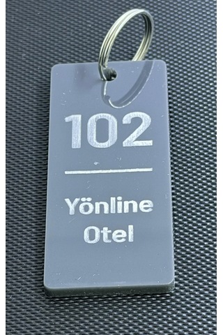 3'lü Kişiselleştirilebilir Antrasit Basic Slim Pleksi Otel Bungalov Apart Yurt Tesis İsimli Oda Numaralı Anahtarlık Siyah