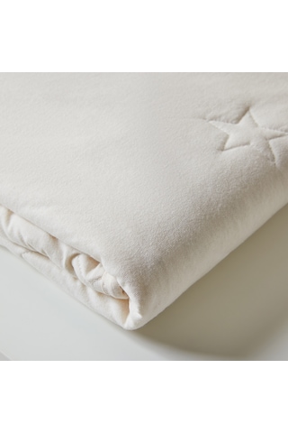 Ocean Home Textile %100 Pamuk Penye Ekru Yıldız Nakışlı Bebek Çok Amaçlı Örtü 90 X 120 Cm