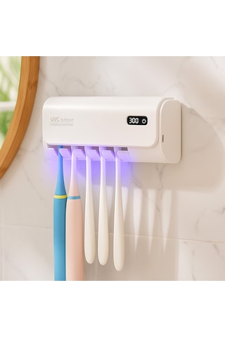 Mioji Mio Uv5f Pro 2600mah Şarj Edilebilir Uv Sterilizatörü Diş Fırçası Tutucusu Beyaz Beyaz