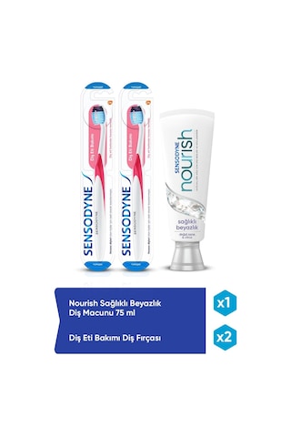 Sensodyne Nourish Sağlıklı Beyazlık Diş Macunu 75 ML + Diş Eti Bakımı Diş Fırçası 2'li