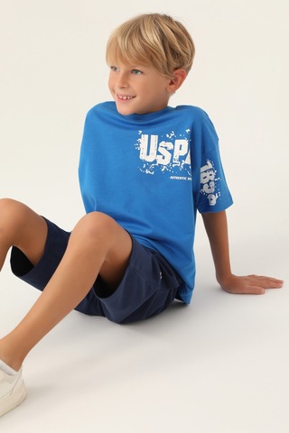 U.S. Polo Assn. Lisanslı Authentic Cobalt Erkek Çocuk Bermuda Takım 5274-43256 Cobalt