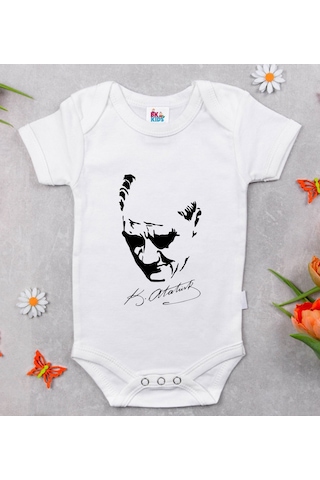 Bk Kids Atatürk Temalı Beyaz Bebek Body Zıbın-25 Çok Renkli