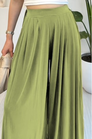 Feela Moda Premium Modal Kumaş Pileli Şalvar Kadın Pantolon 2012 Haki