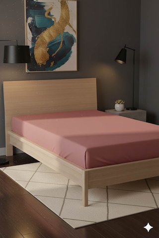 %100 Pamuk Ranforce Premium Tek Kişilik Lastikli Çarşaf - Pudra Pudra