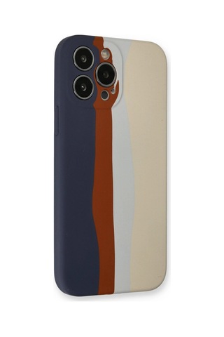 Apple iPhone Uyumlu 13 Pro Kılıf Ebruli Lansman Silikon - Lacivert-krem Krem - Lacivert