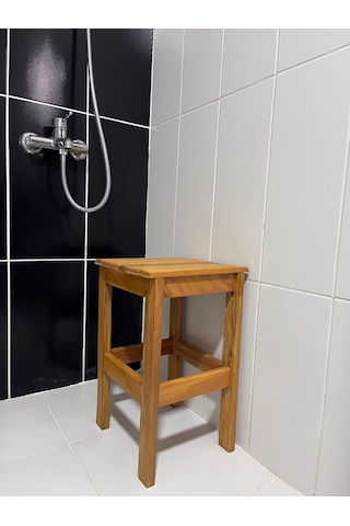 Kayın Ahşap Banyo Taburesi 37cm Kayın