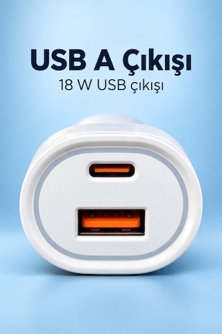 Tek Type C Ve Usb A Çift Çıkışlı Araç Şarj Aleti Najmaddin Diğer