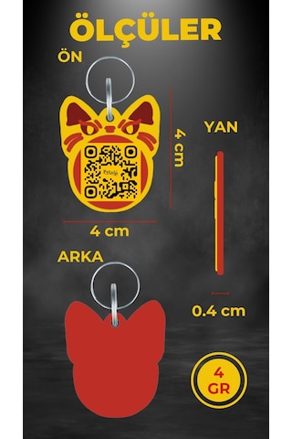 Petjoo 1.Bastet Kırmızı-Sarı Qr'lı Kedi Künyesi